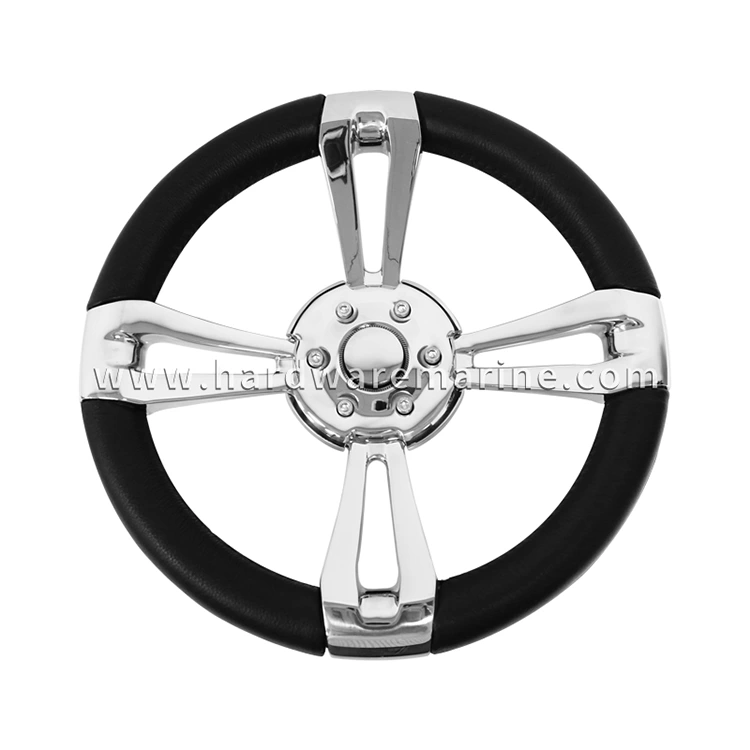 Nerezová ocel Marine 4-paprskový volant s koženým zábalem